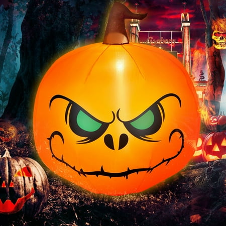 Gymax 4ft Inflatable Pumpkin Blow Up Halloween Decoration w/ Built-in LED Light