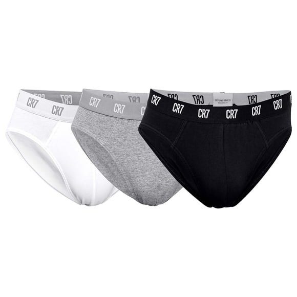 CR7 calzoncillos para hombre, pack de 3 - calzoncillos, logo en la cintura, algodón elástico Negro/Gris/Blanco L (Large)