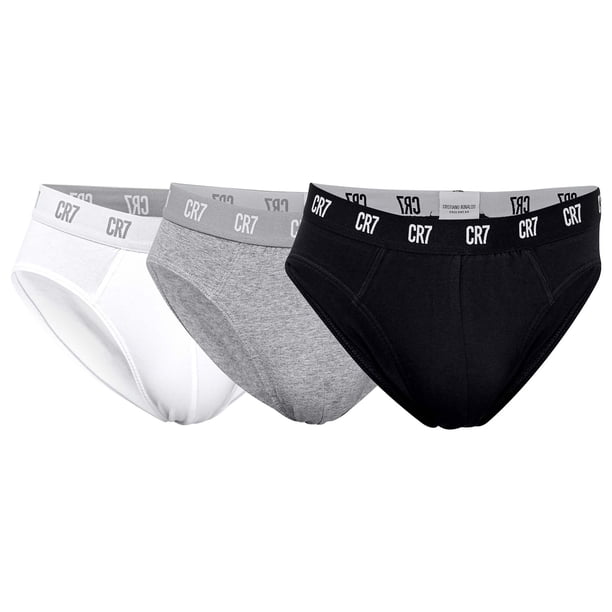 CR7 calzoncillos para hombre, pack de 3 - calzoncillos, logo en la cintura, algodón elástico Negro/Gris/Blanco L (Large)
