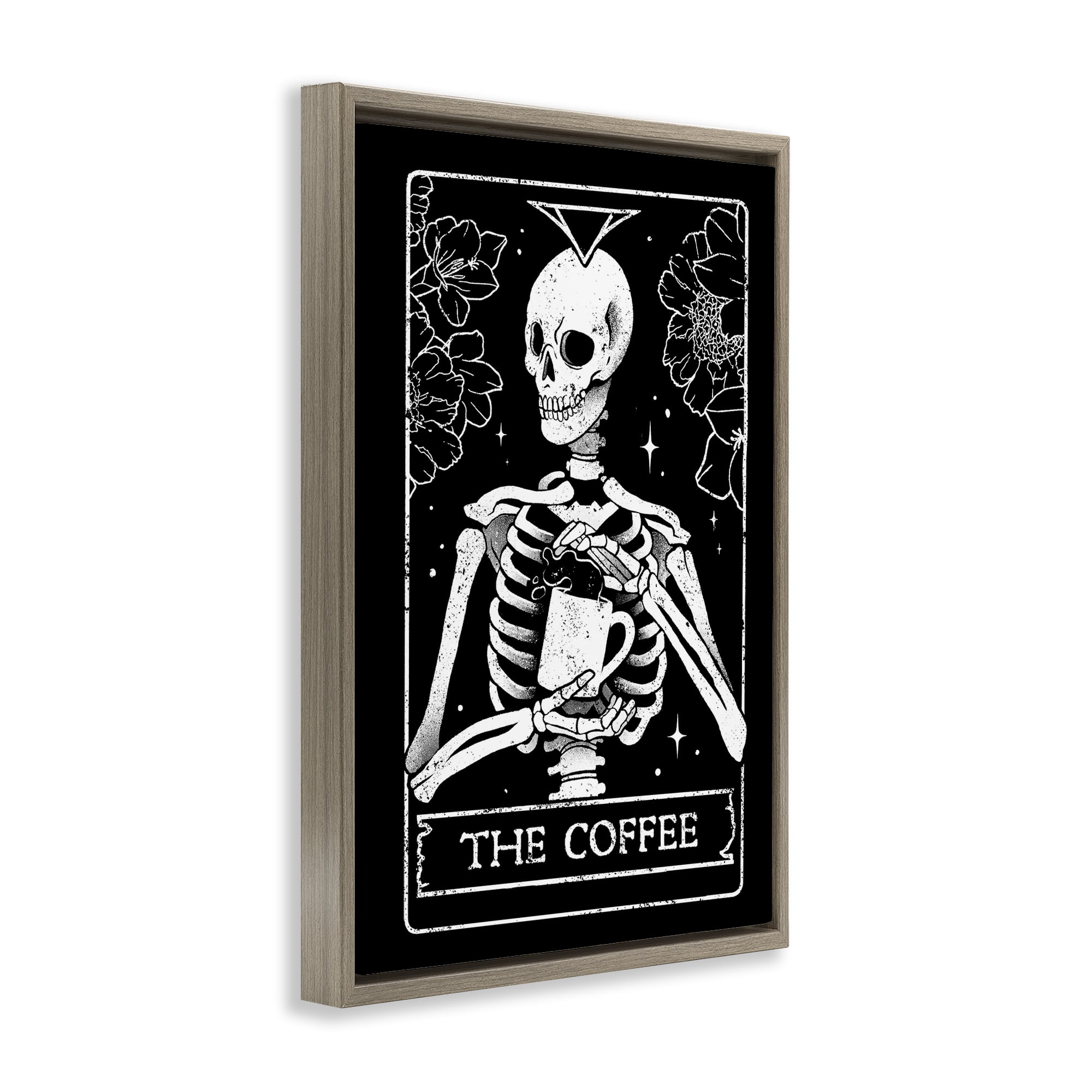 Stupell Industries The Coffee Skeleton Tarot Brown Framed Floater Canvas Wall Art, design by EduEly Designs