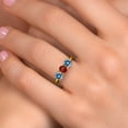thumbnail image 4 of Gem Stone King 18K Yellow Gold Plated Silver Red Garnet and Persian Blue Moissanite Engagement Ring for Women | 1.55 Cttw | Round 5MM | Gemstone January Birthstone | Size 5, 4 of 6