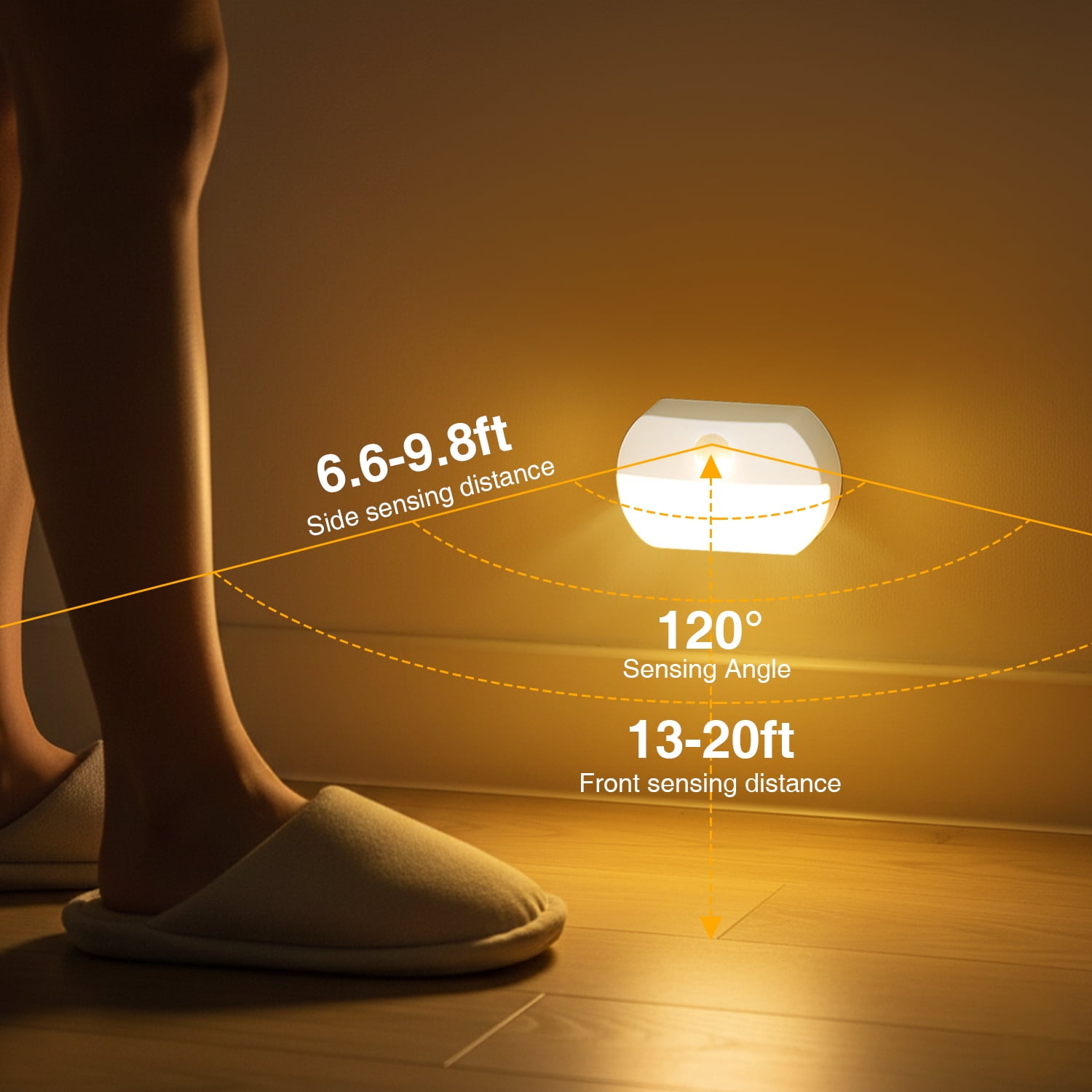 DAYBETTER Motion Sensor Lights Indoor, Battery Operated Stair Lights, Warm White Stick on Anywhere Hallway Lamp, Portable Led Night Lights for Bedroom Under Cabinet Kitchen, 3 Pack