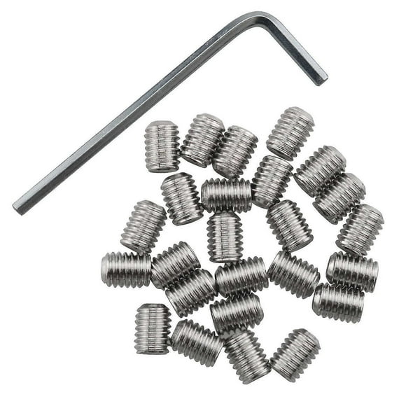 Socket Set Screws 25pcs 10-32 X 1/4" Stainless Steel Allen Head Hex Hexagon Socket Set Screws Cup Point With Hex Key Wrench