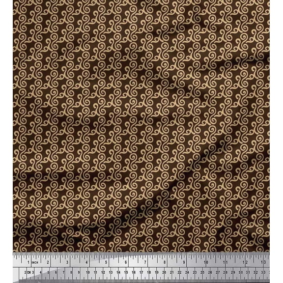 Soimoi Silk Fabric Abstracts Abstract Printed Fabric 1 Yard 42 Inch Wide