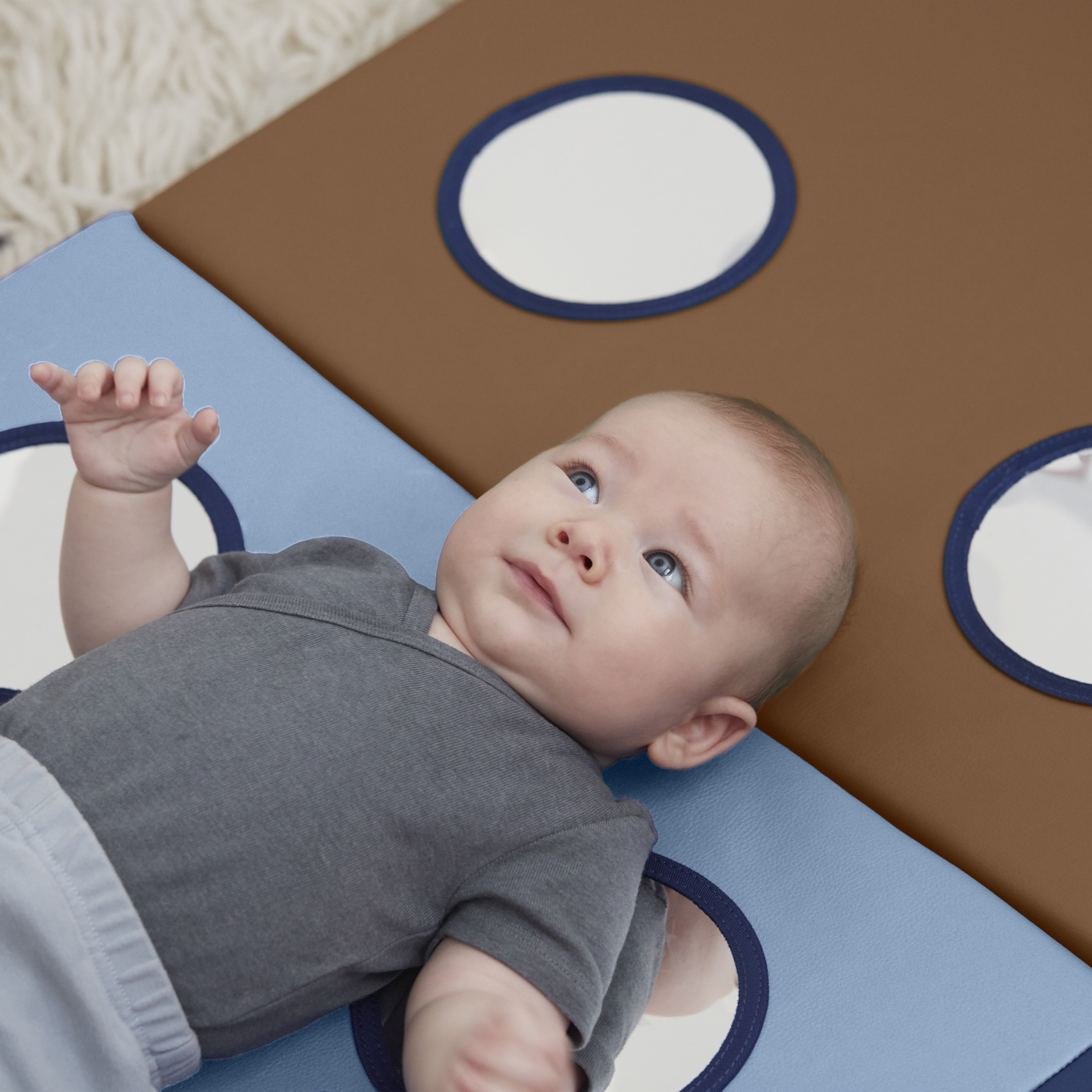 ECR4Kids SoftZone 123 Look at Me Activity Play Mat with Mirrors, Folding Playmat, Earthtone