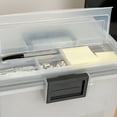 thumbnail image 6 of IRIS USA File Box WeatherPro Portable File Organizer Plastic File Box for Letter File w/ Organizer-Lid, Durable Lid and Seal w/ Secure Latching Buckles, Stackable and Nestable, Clear 19 Qt. 4 Pack, 6 of 7