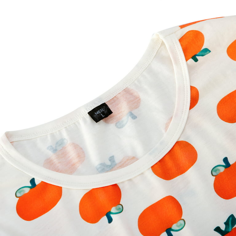 Halloween Family Pajamas Sets Long-Sleeves Pumpkin T-Shirt Tops Pants Parent -Children Loungewear Holiday Nightwear Household Sleepwear Set 