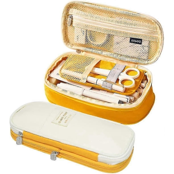 large capacity pencil case pencil bag school stationery organizer makeup bag,yellow 26-27s