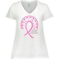 thumbnail image 3 of Inktastic Breast Cancer Awareness Rainbow Ribbon with Hearts Women's Plus Size V-Neck T-Shirt, 3 of 5