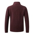 thumbnail image 4 of Herrnalise Men's Fashion Autumn And Winter Plaid Hooded Fleece Knitted Sweater Sweater Jacket Burgundy, 4 of 4