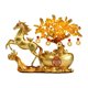 thumbnail image 2 of Figura de caballo de resina, estatua Feng Shui, centro de mesa, escultura animal de escritorio Oro, 2 of 9
