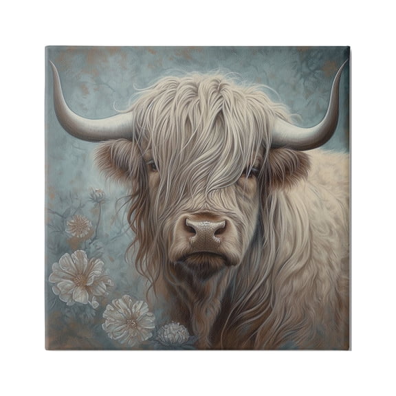 Stupell Industries Mystic Highland Cattle Animals & Insects Painting Gallery Wrapped Canvas Art Print Wall Art, 17 x 17