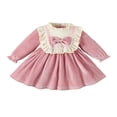 thumbnail image 1 of Robe de Noël en Velours pour Bébé Fille, Col à Volants Manches Longues Nœud devant Robe Princesse Ligne A, 1 of 7