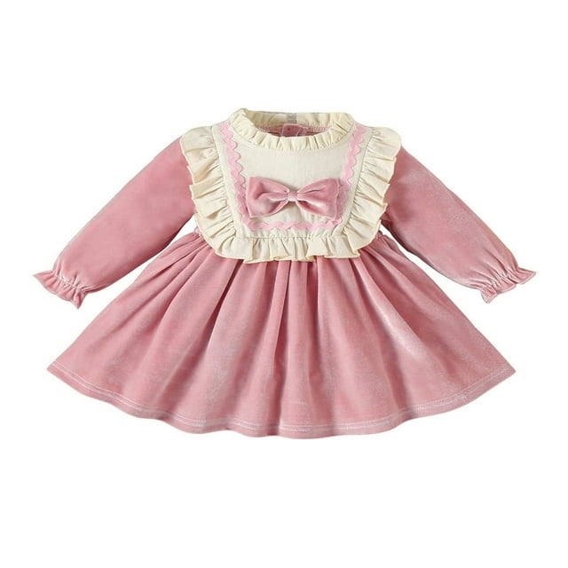 Robe en Velours à Manches Longues pour Tout-Petites Filles, Princesse, Robe de Fête de Noël, 1-3 Ans