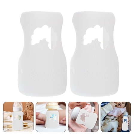 ELAYARD 2Pcs Feeding Bottle Sleeves White Silicone Protective Covers Anti-Falling Buffer Daily Use
