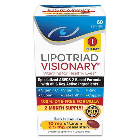 Lipotriad Visionary AREDS 2 Based Eye Vitamin and Mineral Supplement, 60 (Best Vitamin Mineral Supplement For Seniors)