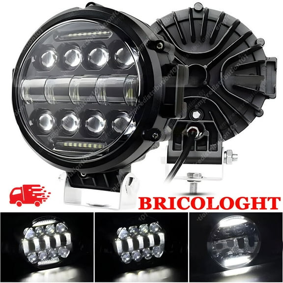 7inch Round LED Light Bar Work Spot Flood White DRL Offroad Driving ATV 4WD SUV