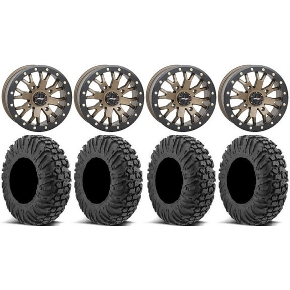 System 3 SB-4 Bronze (4 3) 14" Wheels 32" MotoVator Tires Can-Am Commander Maverick Renegade Outlander Defender