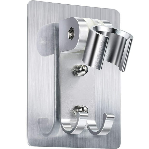Shower Head Holder Strong Adhesive Shower Head Wall Mounting Bracket Adjustable Shower Wand Holder Hanger Hooks No Drill Need