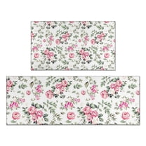 Pioneer Flower Floral Print Pattern Kitchen Rugs Sets Of 2,Anti Fatigue Kitchen Mat Rugs Non Slip Washable,Decorative Kitchen Floor Mats for Kitchen,Sink,Laundry,17"x30" 17"x47"