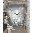 thumbnail image 5 of Full Moon Night Shower Curtain Set ，Waterproof Fabric Shower Curtains Halloween Scene Bat Trees Grey Shower Curtains for Bathroom,Bathroom Decor 72"x72", 5 of 6