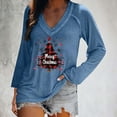thumbnail image 4 of EchfiProm Long Sleeve Shirts for Women Navy Dressy Casual Christmas Fall Christmas Tree V Neck Females Blouse, 4 of 6