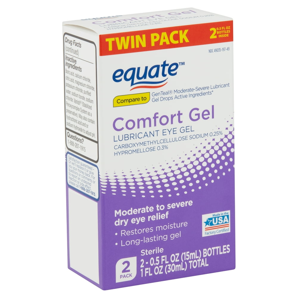 Equate Comfort Lubricant Eye Gel, 0.5 fl oz, 2 Pk