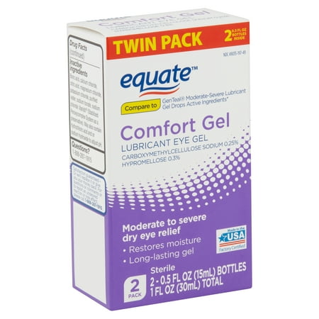 Equate Comfort Lubricant Eye Gel Twin Pack, 0.5 fl oz, 2