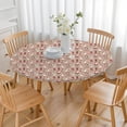 thumbnail image 3 of Beige Christmas Character Pattern Round Fitted Tablecloth with Elastic Edge,Dining Table Cover Waterproof,Outdoor Round Tablecloth for Camping,Dining,Indoor and Outdoor, 3 of 7