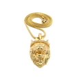 thumbnail image 3 of Stone Stud Crown King Lion Head Pendant w/ 2mm 24" Box Chain Necklace in Gold-Tone, 3 of 4