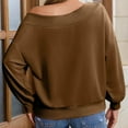 thumbnail image 5 of TKLPEHG Womens Off The Shoulder Sweatshirt Fall Fleece Sweatshirts Casual Long Sleeve Loose Fit Fashion Pullover Tops (Coffee,M), 5 of 8