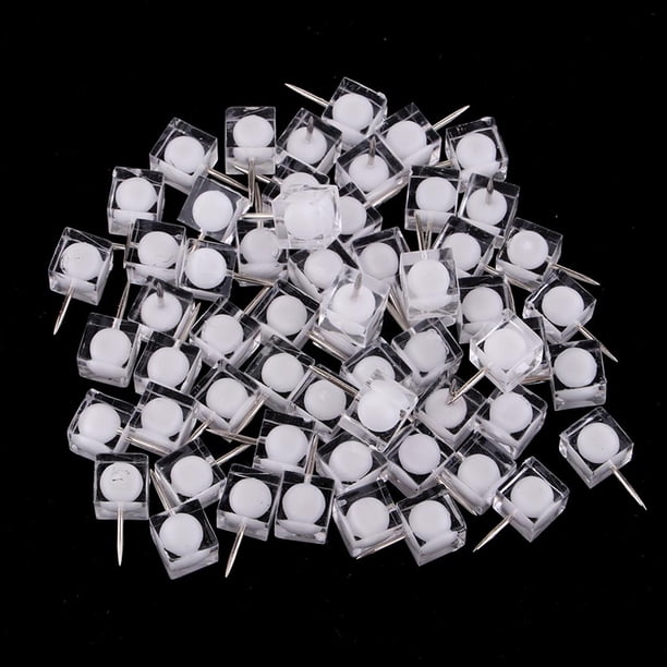 Paquete de 60 en Caja Chinchetas Chinchetas Decorativas Tablón de Anuncios Pins de Dibujo para Mapas de Pared, Fotos, Tablón de Anuncios, Ta blanco Baoblaze empuje los pernos para el tablero de corcho