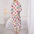 thumbnail image 6 of Goofa Colorful Donuts Printed Women’s 2 Piece Pajama Set Super,Pajamas Women's Long Sleeve Sleepwear Soft Button Down Loungewear Pjs Lounge Set Nightwear-, 6 of 9