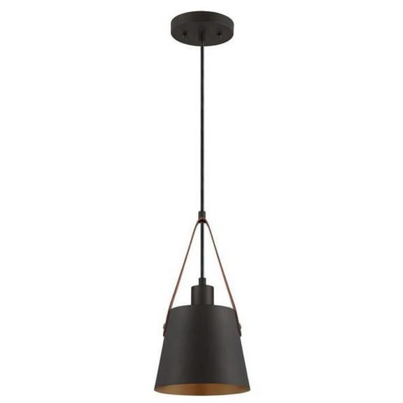 Westinghouse Lighting 6125300 Pasco One Light Indoor Mini Pendant with Leather Strap, Black-Bronze Finish