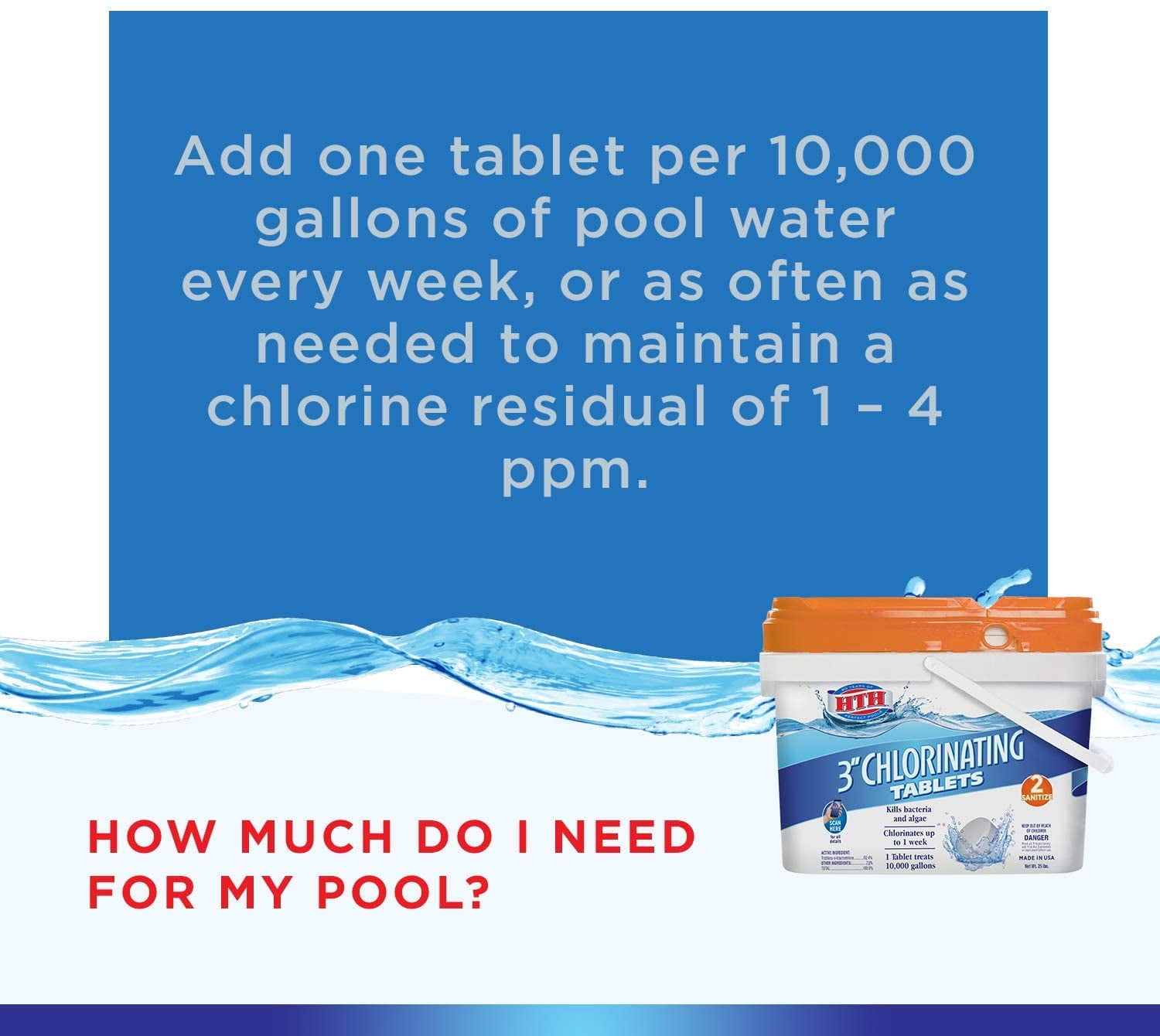 Buy HTH 42030 3inch Chlorinating Tablets Swimming Pool Chlorine, 37.5