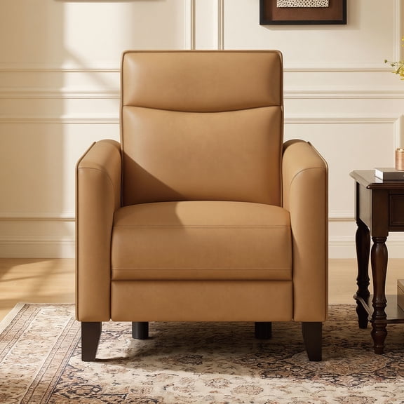Spruce & Spring Zero Wall Power Recliner Chair for Living Room - Faux Leather Saddle Brown