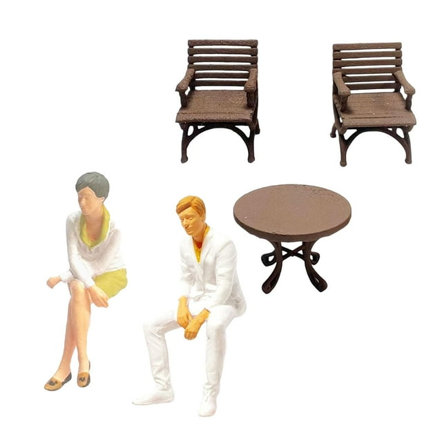 Figuras a escala 1:64, escena sentada con escritorio y silla para tren, jardín de hadas, diseño de proyectos DIY, Diorama