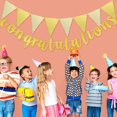 thumbnail image 2 of 3 Pieces 2024 Gold Congratulations Graduation Banner Triangle Flag Banner Vintage Sequin Congratulations Banner Pennant for Wedding Baby Shower Graduation, 2 of 5