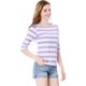 thumbnail image 5 of Disfraz de Día de San Patricio mujer Mangas en el codo camiseta ajustada estampada Morado claro XL Allegra K, 5 of 7