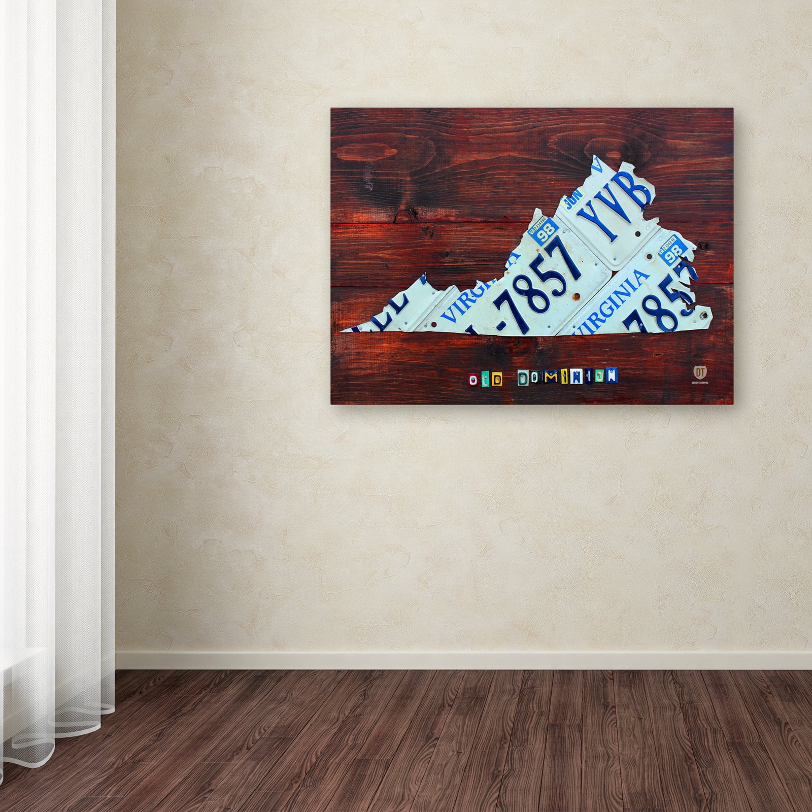 Trademark Fine Art 'Virginia License Plate Map II' Canvas Art by Design Turnpike, White Matte, Black Frame