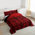 thumbnail image 3 of Manfei Gothic Damask Bedding Comforter Set,Boho Exotic Style Twin Comforter Sets,Black Red Bedding Set For Boys Girls,Luxury Bedroom Decor Reversible,2 Pieces, 3 of 8