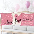 thumbnail image 6 of Valentines Day Love Heart Throw Pillow Covers 18X18 Set Of 4, I ❤️ U Pattern With Pink Heart & White Hearts Linen Decorative Cushion Cases, Valentine Decorations For Bedroom, 6 of 7