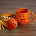 thumbnail image 3 of EPFamily 14oz 3D Basketball Ceramic Mug, Novelty Orange Sports Coffee Cup with Large Comfort Handle, Basketball Coach Appreciation Gift for Men, Sports Fan Dad Husband, 3 of 9