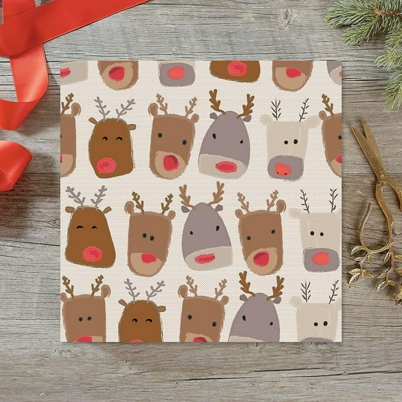 Reindeer Heads Christmas Wrapping Paper 23X58 Inch Gift Wrap Roll, Funny Animal Gift Wrap Papers for Holiday Xmas Birthday Party