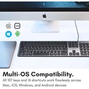 Macally Wired Keyboard for Mac with USB Hub (2X USB-A / 1x USB-C) - Space Gray
