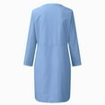 thumbnail image 5 of Levmjia Women Casual Dress Round Neck Long Sleeve Button Down with Pockets Soft Cotton All Season Comfortable Loose Fit Flowy Dress Multi Colors Available, 5 of 5