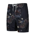thumbnail image 4 of Wyobmus Men's Shorts Casual Printed Cotton Drawstring Elastic Waist Lightweight Summer Beach Shorts Loose Fit B-Black, 4 of 6