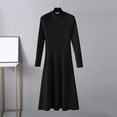 thumbnail image 2 of Birdeem Longue Robe d'Été pour Femmes Mode pour Femmes Couleur Unie Tricot Manches Longues Robe à Col Rond Robe à Manches Longues pour Femmes, 2 of 3