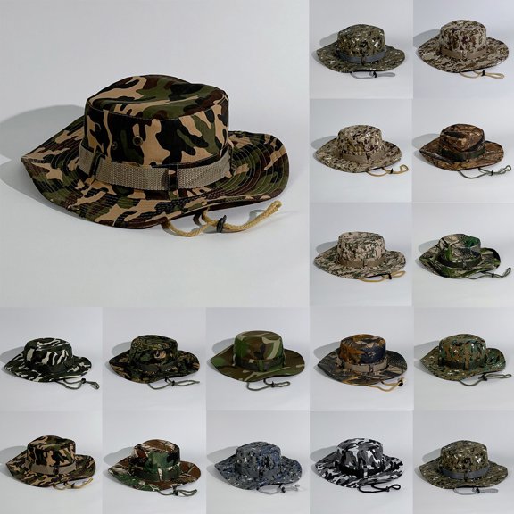 Summer Sales Under $5 Multicolor Fishing Hat GIJNRIUIUA Mens and Womens Summer Leisure Outdoor Mountaineering Jungle Sun Big Brim Fishermans Hat Sun Hat Hat Baseball Hats