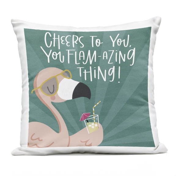Stupell Industries Cheers To You Flamazing Design by Sarah Hickman Outdoor Printed Pillow